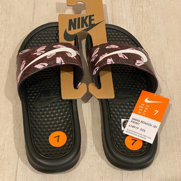 Nike Shoes - Nike Womens Benassi JDI Print Black/Spruce